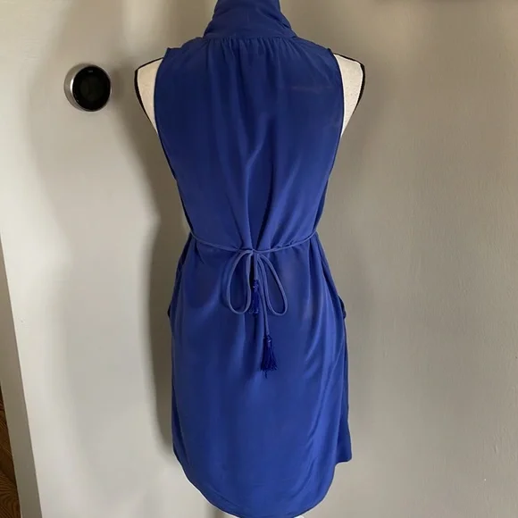 Wildred Aritzia silk 100% dress blue with fringe details - Picture 6 of 11